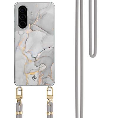 Samsung Galaxy A56 hoesje met grijs koord - Marmer grijs Samsung Galaxy A56 hoesje met grijs koord - Marmer grijs
