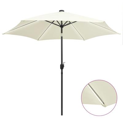 VidaXL Parasol met led-verlichting en aluminium paal 300 cm zandwit