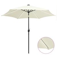 VidaXL Parasol met led-verlichting en aluminium paal 300 cm zandwit - thumbnail
