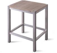 Looox Wood collection douche stool 35x30x45 met frame RVS geborsteld eiken RVS geborsteld wstoolrvs - thumbnail