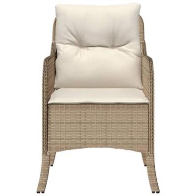 Tuinstoelen 2 st met kussens poly rattan beige - thumbnail