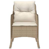 Tuinstoelen 2 st met kussens poly rattan beige - thumbnail