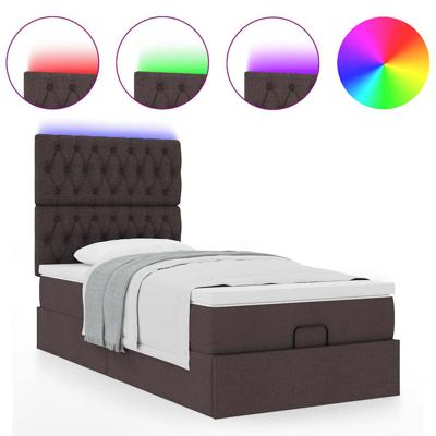 Ottoman bed met matras en LED's 100x200cm stof donkerbruin