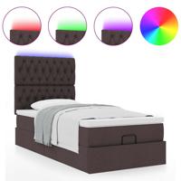Ottoman bed met matras en LED's 100x200cm stof donkerbruin - thumbnail