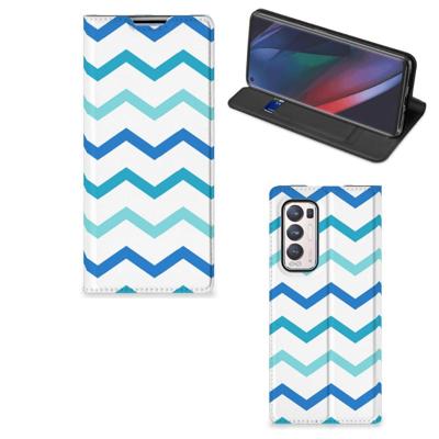 OPPO Find X3 Neo | Hoesje met Magneet | Zigzag Blauw OPPO Find X3 Neo | Hoesje met Magneet | Zigzag Blauw