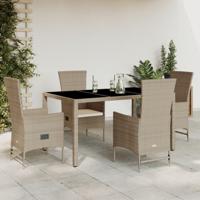 5-delige Tuinset met kussens poly rattan beige - thumbnail