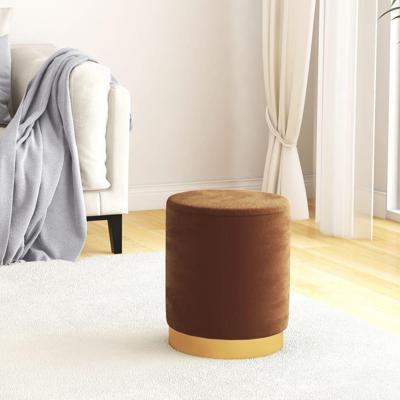 Hocker met opbergruimte rond fluweel bruin