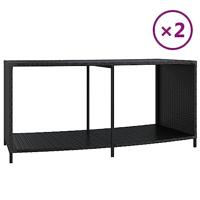 VidaXL Opbergschappen 2 st poly rattan zwart - thumbnail