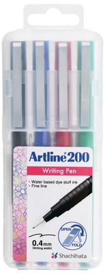 Artline 200 fineliner, etui van 4 stuks, assorti