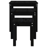 Tafeltjesset 3 st massief grenenhout zwart - thumbnail