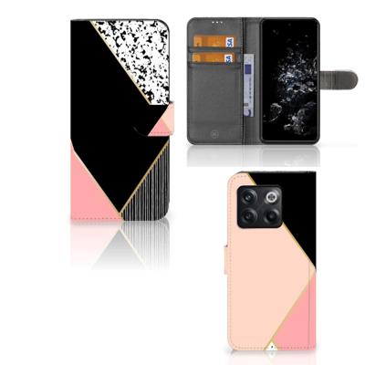 OnePlus 10T | Book Case | Zwart Roze Vormen
