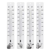 Esschert Design thermometer Kip 4,7 x 28 cm staal/glas wit - thumbnail