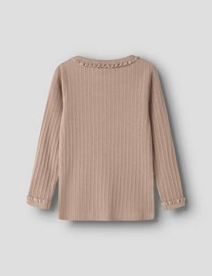 T-shirt meisje LIL'ATELIER MINI geribd kaneel