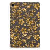 Samsung Galaxy Tab A9 Plus | Siliconen hoesje | Gouden Bloemen - thumbnail