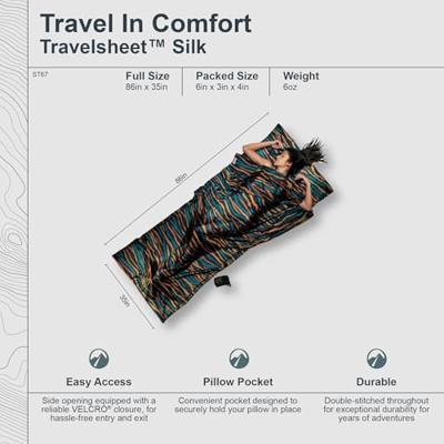 Cocoon Travelsheet, 100% Silk, Dark Olive Green Lakenzak Dark Olive Green