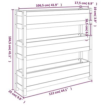 VidaXL Plantenbak 112x25x104,5 cm massief grenenhout zwart