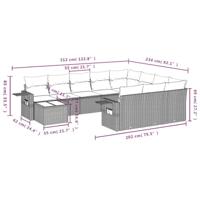 11-delige Tuinset met kussens poly rattan beige - thumbnail
