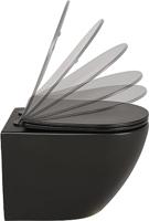 Saqu Please compact hangtoilet randloos met softclose toiletbril mat zwart - thumbnail