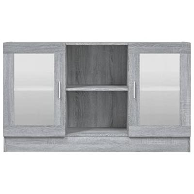 Vitrinekast 120x30,5x70 cm bewerkt hout grijs sonoma eiken