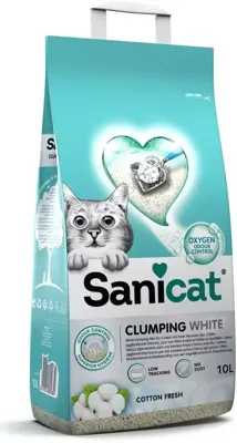 Sanicat Clumping White Cotton Fresh kattenbakvulling 2 x 10 liter Sanicat Clumping White Cotton Fresh kattenbakvulling 2 x 10 liter
