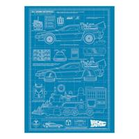 Back To The Future Art Print Time Machine Blueprint Limited Edition 42 x 30 cm - thumbnail