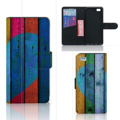 Huawei Ascend P8 Lite | Book Style Case | Wood Heart - Cadeau voor je Vriend Huawei Ascend P8 Lite | Book Style Case | Wood Heart - Cadeau voor je Vriend