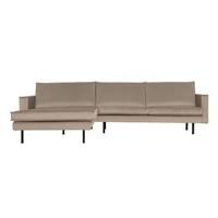 WOOOD Loungebank 'Rodeo' Links, Velvet, kleur Khaki - thumbnail