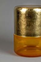 Dutchbone Bijzettafel 'Cave' IJzer en glas, 35cm, kleur Amber - thumbnail