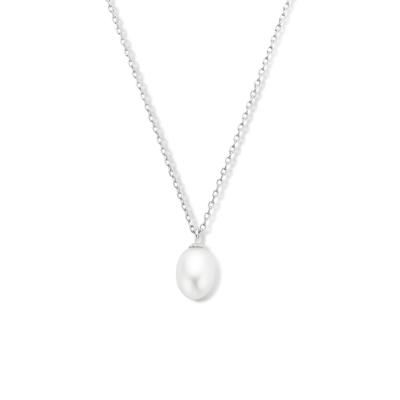 Ketting Parel zilver-zoetwaterparel wit 41 + 4 cm Ketting Parel zilver-zoetwaterparel wit 41 + 4 cm