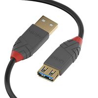 LINDY USB-kabel USB 3.2 Gen1 (USB 3.0 / USB 3.1 Gen1) USB-A stekker, USB-A bus 1.00 m Zwart 36761 - thumbnail