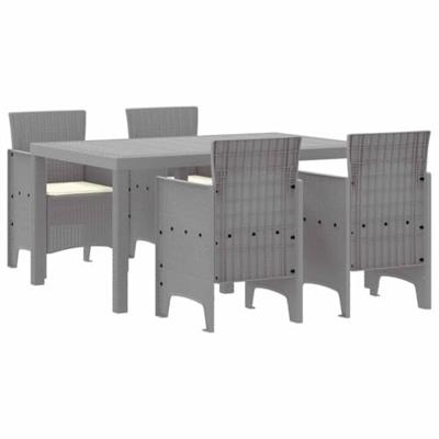 5-delige tuinset met kussens in lichtgrijs poly rattan