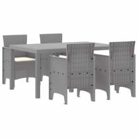 5-delige tuinset met kussens in lichtgrijs poly rattan - thumbnail
