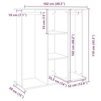 VidaXL Kledingkast met wielen 102x38x110 cm bewerkt hout wit - thumbnail