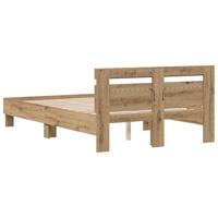 Bedframe artisanaal eikenkleurig 120 x 190 cm Bewerkt hout - thumbnail