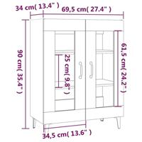 Dressoir 69,5x34x90 cm bewerkt hout grijs sonoma eikenkleurig - thumbnail