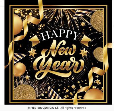 Elegante Nieuwjaar Servetten Zwart/Goud (20st)