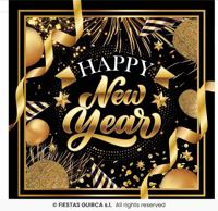 Elegante Nieuwjaar Servetten Zwart/Goud (20st) - thumbnail