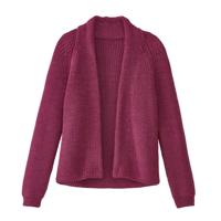 Grof gebreid vest van bio-scheerwol zonder sluiting, azalea 36/38 - thumbnail