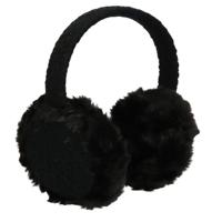 Zwarte pluche oorwarmers met fijn gebreide accenten voor volwassenen One size  - - thumbnail