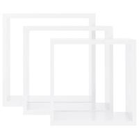Wandschappen kubus 3 st MDF wit - thumbnail