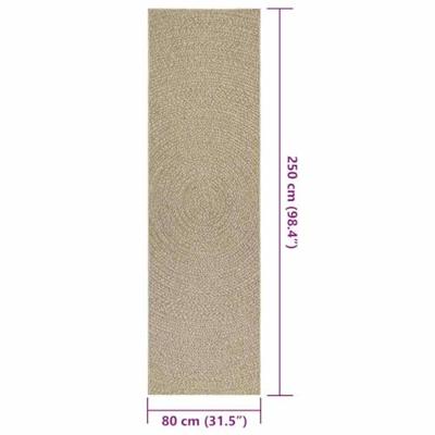 VidaXL Vloerkleed zizur beige binnen en buiten 80x250 cm jute look