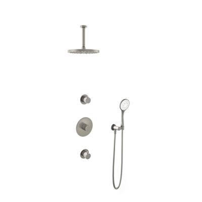 Hotbath Buddy - Inbouw Regendoucheset - 2 Stopkranen - Thermostatisch - Plafondbuis 15 cm - Hoofddouche 250 mm - Ronde Handdouche 3 Standen - Waterbesparend - V02