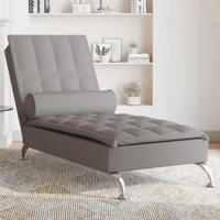 Massage chaise longue met bolster stof taupe - thumbnail