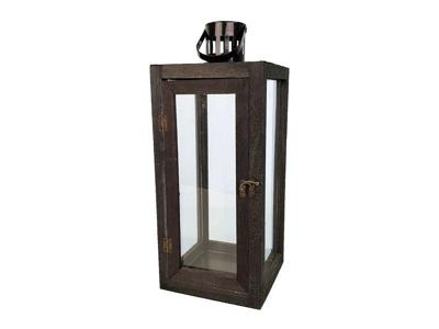 Lantaarn zwart hout/metaal, 18x18x45 cm Buitengewoon de Boet - Buitengewoon de boet