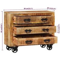 Dressoir met 3 lades 80x30x65 cm massief ruw mangohout - thumbnail