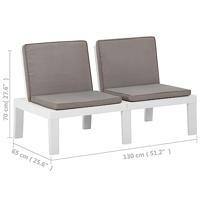 VidaXL Loungebank met kussen kunststof wit - thumbnail