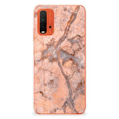 Xiaomi Poco M3 | TPU | Siliconen hoesje | Marmer Oranje Xiaomi Poco M3 | TPU | Siliconen hoesje | Marmer Oranje