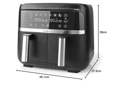 Heteluchtfriteuse | 2x3.8 l | Tijdschakelaar: 60 min | Digitaal | Zwart