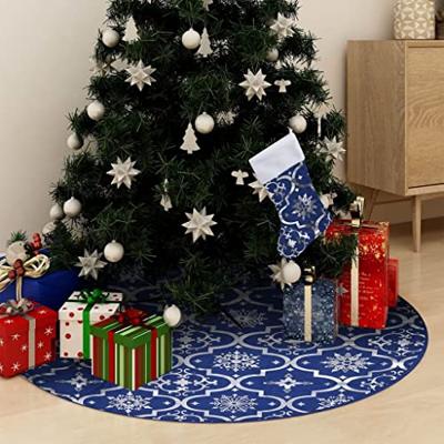 VidaXL Kerstboomrok luxe met sok 90 cm stof blauw VidaXL Kerstboomrok luxe met sok 90 cm stof blauw