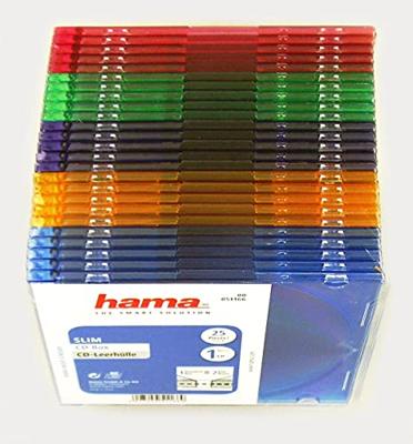 Hama 00051166 CD-hoes slim 1 CD/DVD/Blu-Ray Transparant blauw, Transparant oranje, Transparant violet, Transparant groen, Transparant rood Polystereen 25